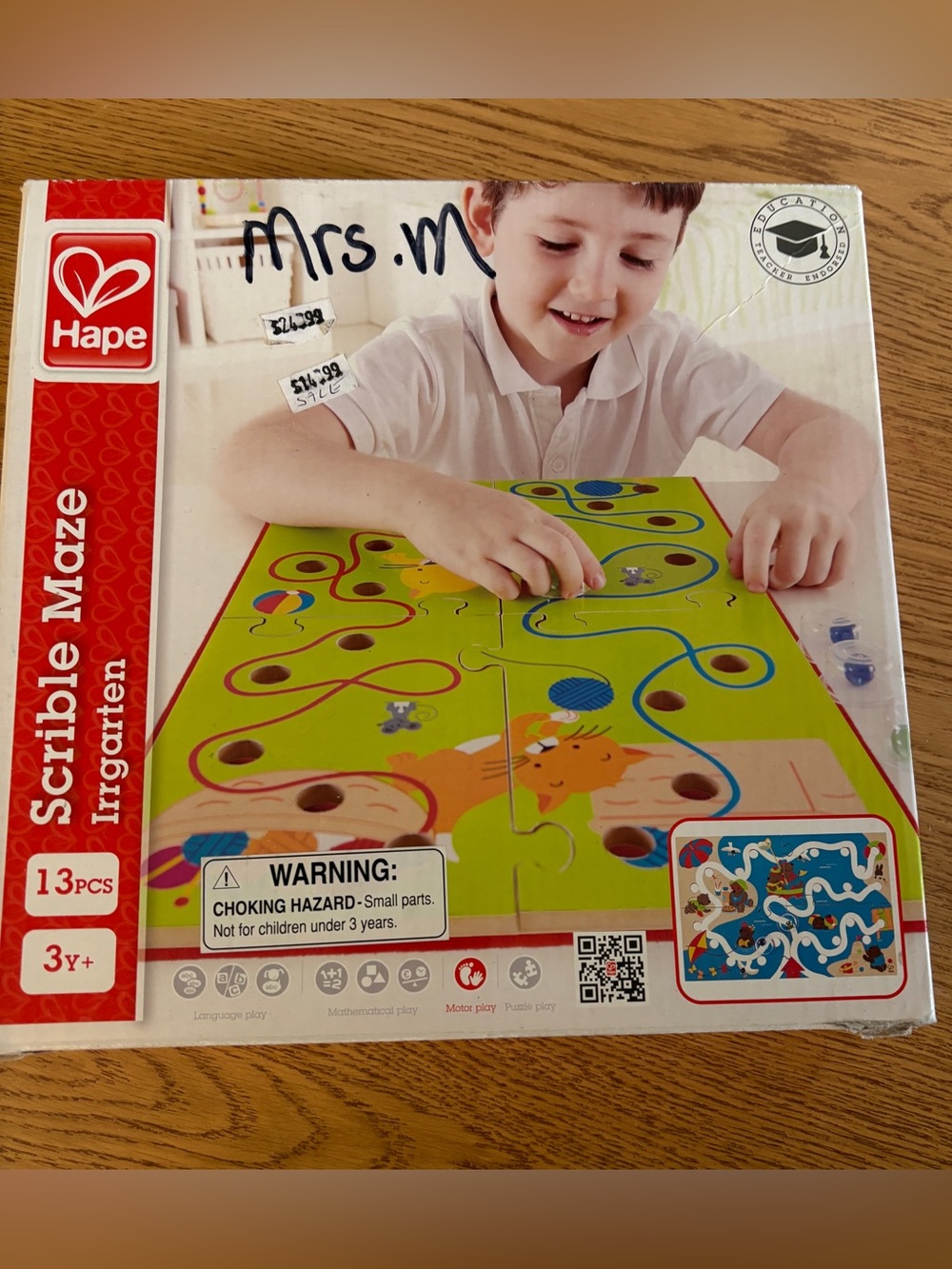 (2/$50) Hape Wooden Marble Board Maze Game